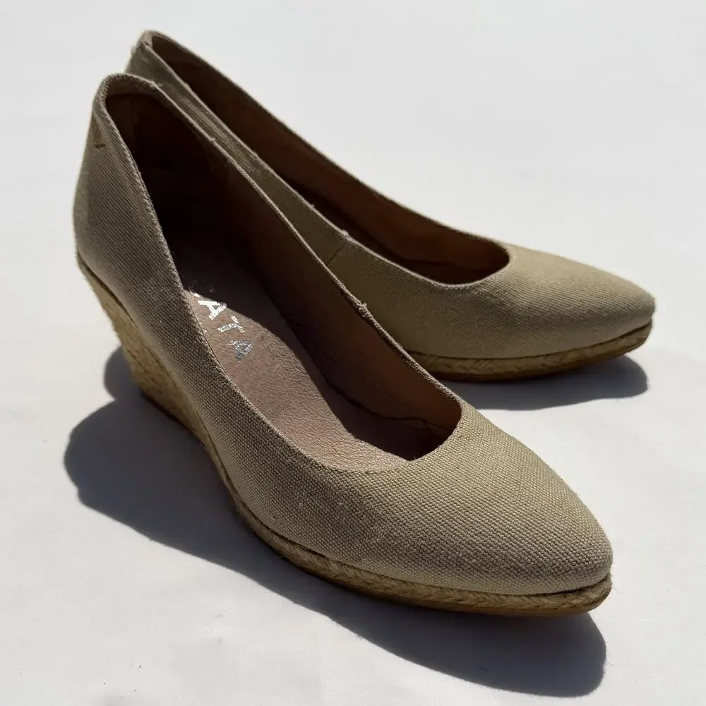 Viscata Barcelona Rises Wedge Shoe Womens 37 Beige Espadrille Heels